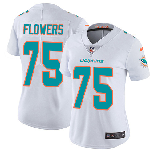 Nike Miami Dolphins 75 Ereck Flowers White Women Stitched NFL Vapor Untouchable Limited Jersey